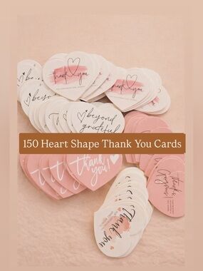 150 Thank You Heart Cards – 5 Beautiful Designs Best Value Bulk Set 💕